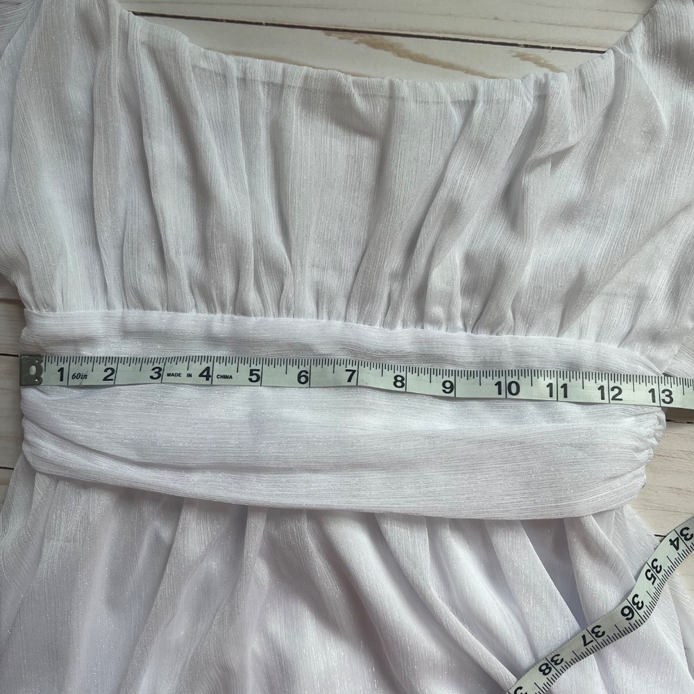 Lucy in the Sky White Women's NEIA Ruffle Chiffon White Dress Size M - Picture 10 of 13
